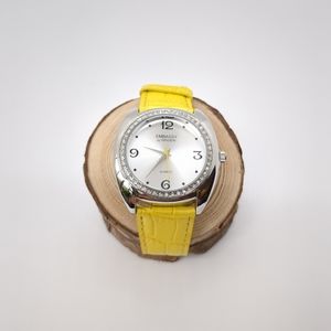 Embassy by Gruen Yellow Textured Leather Big Face Ladies' Watch